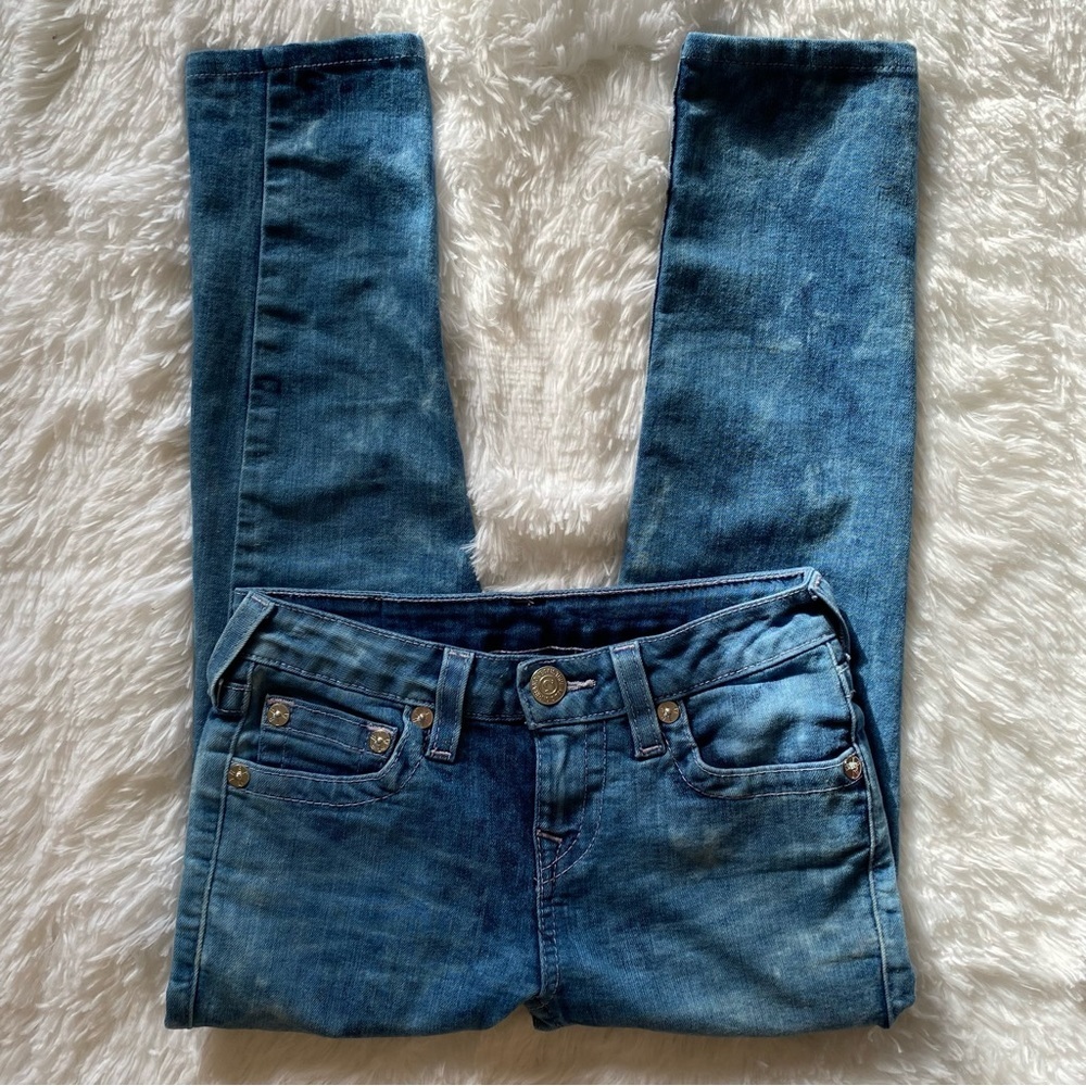 True Religion Girls acid wash jeans w pink stitching size 8 - Picture 2 of 15